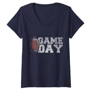 Vintage American Football Game Day Women's V-Neck T-Shirt