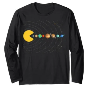 Solar System Astronomy Space Video Games Graphic Long Sleeve T-Shirt - Funny Gamer Gift