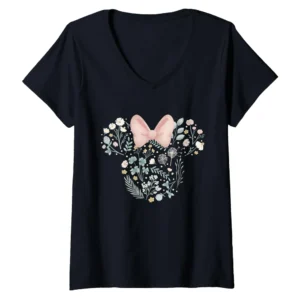 Minnie Mouse Icon Spring Flowers Women's V-Neck T-Shirt
