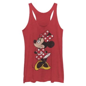 Minnie Mouse Portrait Distressed Racerback Tank Top for Women - Classic Disney Character Design