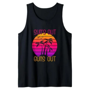 Suns Out Guns Out Palm Beach Tank Top - 80s Vintage Retro Summer Graphic Tee