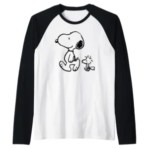 Peanuts Snoopy and Woodstock Walk Raglan Baseball Tee - Officially Licensed