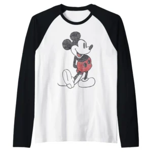 Disney Mickey Mouse Vintage Portrait Raglan Baseball Tee - Officially Licensed