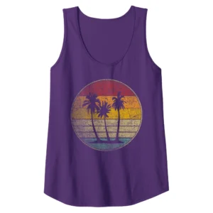 Palm Tree Tank Top – Vintage Retro Beach Tropical 70s 80s Style Graphic Tee