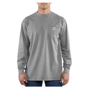 Carhartt Men's Flame-Resistant Force Cotton Long Sleeve T-Shirt – Workwear Safety Tee