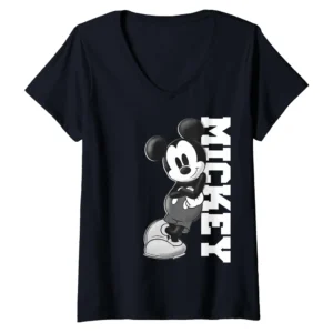 Women's Disney Mickey Mouse Lean Graphic V-Neck T-Shirt — Classic Mickey Tee