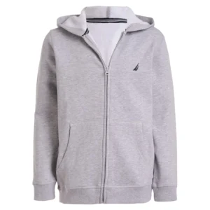 Nautica Boys Zip Up Hoodie – Signature Logo Fleece Sweatshirt with Kangaroo Pockets