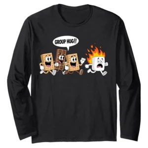 Group Hug S'mores Campfire Funny Camping Long Sleeve T-Shirt – Cute Outdoor Gift Tee