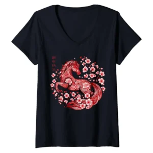 Lunar New Year 2026 Year of the Horse V-Neck T-Shirt - Chinese Zodiac Tee