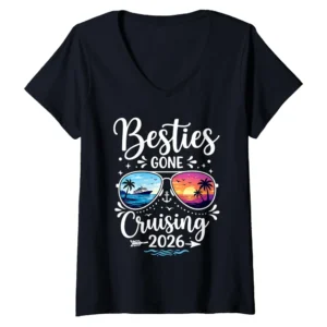 Besties Gone Cruising 2026 Women's V-Neck T-Shirt - Matching Friends Cruise Shirt