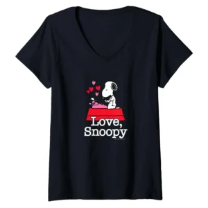 Peanuts Snoopy Love Valentine's Day Women's V-Neck T-Shirt - Official Licensed