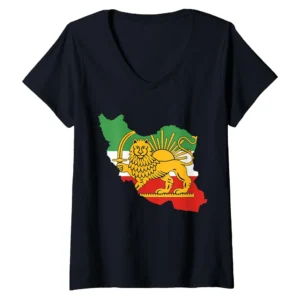 Shir o Khorshid Persian Lion and Sun Women's V-Neck T-Shirt - Iranian Heritage Pride