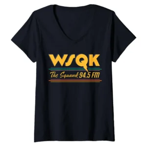 Stranger Things Season 5 WSQK The Squawk 94.5 FM Retro Logo Women's V-Neck T-Shirt