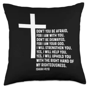 Isaiah 41:10 41 10 God Jesus Religious Quote Christian Cross Throw Pillow