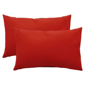 Lumbar Throw Pillows Set of 2, 20” x 12", All-Weather Spun Fabric, Water and Fade-Resistant, Outdoor Support Pillows for Patio Furniture, Red