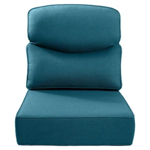 Luxury 24x24x6 Inch Smile Outdoor Cushions - 1 Set Deep Seat Water-Resistant Patio Furniture Replacement Cushion for Wicker Wood Metal Chair Glider Rocker Loveseat Sofa - Peacock Blue