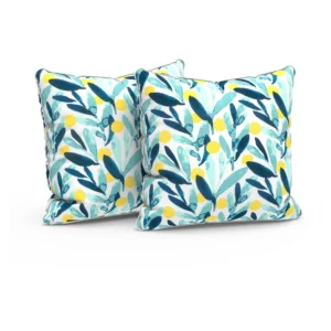 LVTXIII Pack of 2 Outdoor Throw Pillow Covers Accent Waterproof Pillow Covers ONLY, Patio Square Cushion Cases for Garden Balcony Couch Sofa Decoration 18x18 inch, Leaves Multi