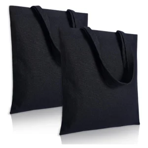 2 Pack Cotton Tote Bags 16x 15 Reusable Black Tote Bag Multipurpose Blank Canvas Bags for DIY Bags Shopping Bags