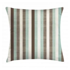 Ambesonne Retro Throw Pillow Cushion Cover, Classical Vertical Stripes Pattern Texture Image Old Fashioned Display, Decorative Square Accent Pillow Case, 18" X 18", Green Cream
