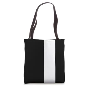 BLACK WITH ONE BROAD WHITE STRIPE Tote Bag