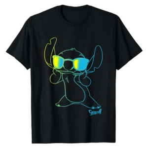 Disney Lilo & Stitch Cool Neon Outline Portrait T-Shirt