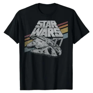 Star Wars Millennium Falcon 77 Retro Stripe T-Shirt - Official Vintage Tee