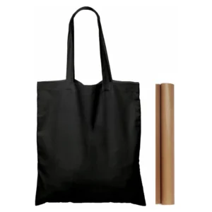 NPBAG 15 Pack 15'' X 16'' Black Cotton Tote Bags, Lightweight Blank Bulk Cloth bags with 1pc of PTFE Teflon Sheet