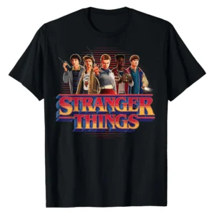 Stranger Things Season 5 Main Crew 80's Style Group Logo T-Shirt